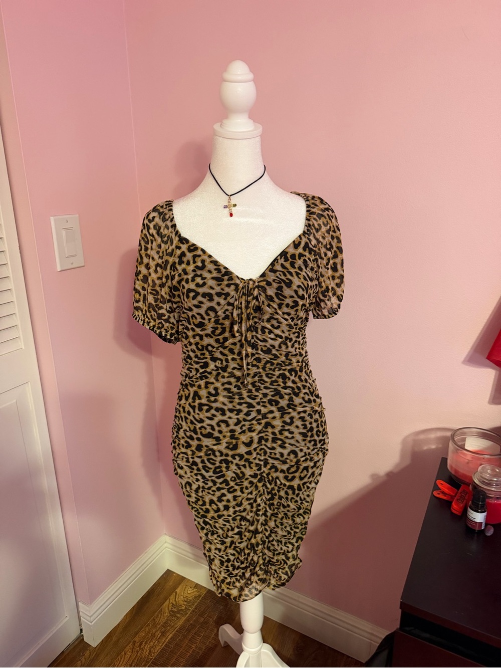 Haute Monde Leopard-Print Midi Dress - Tan & Black